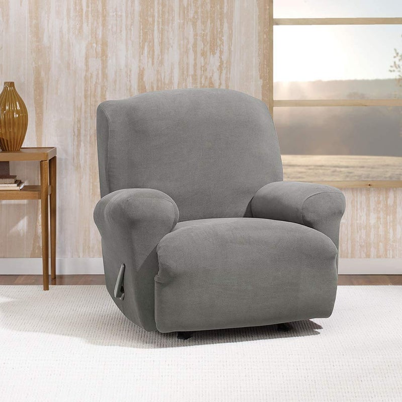 SureFit Stretch Morgan 1-Piece - Recliner Slipcover - Gray - Image 2